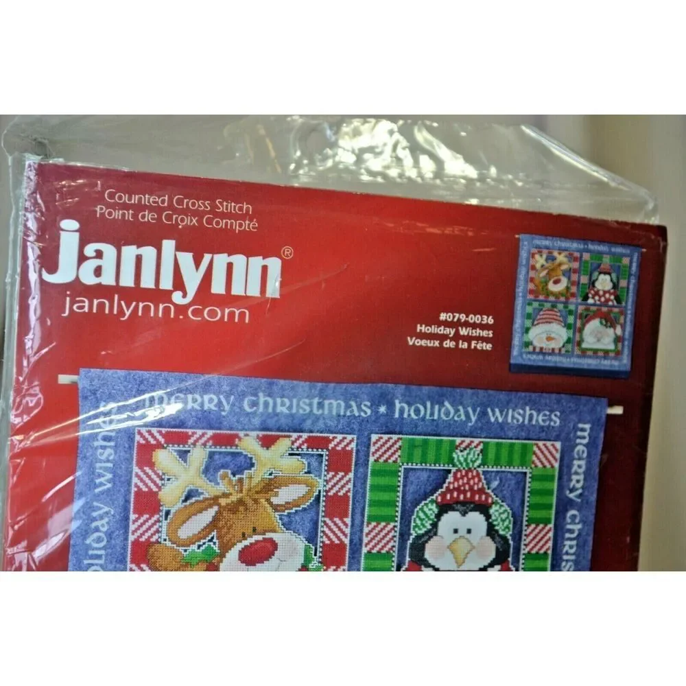 vintage Janlynn Christmas cross stitch tapestry‎ Holiday Wishes #079-0036